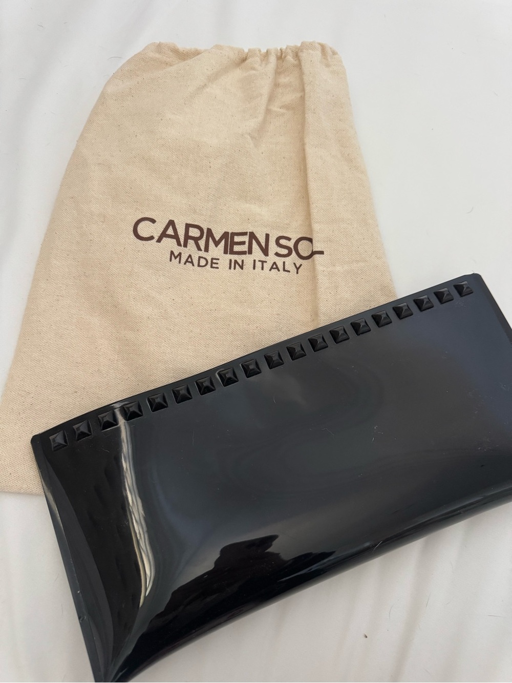 Carmen Sol Black jelly Studded Clutch plus bracelet